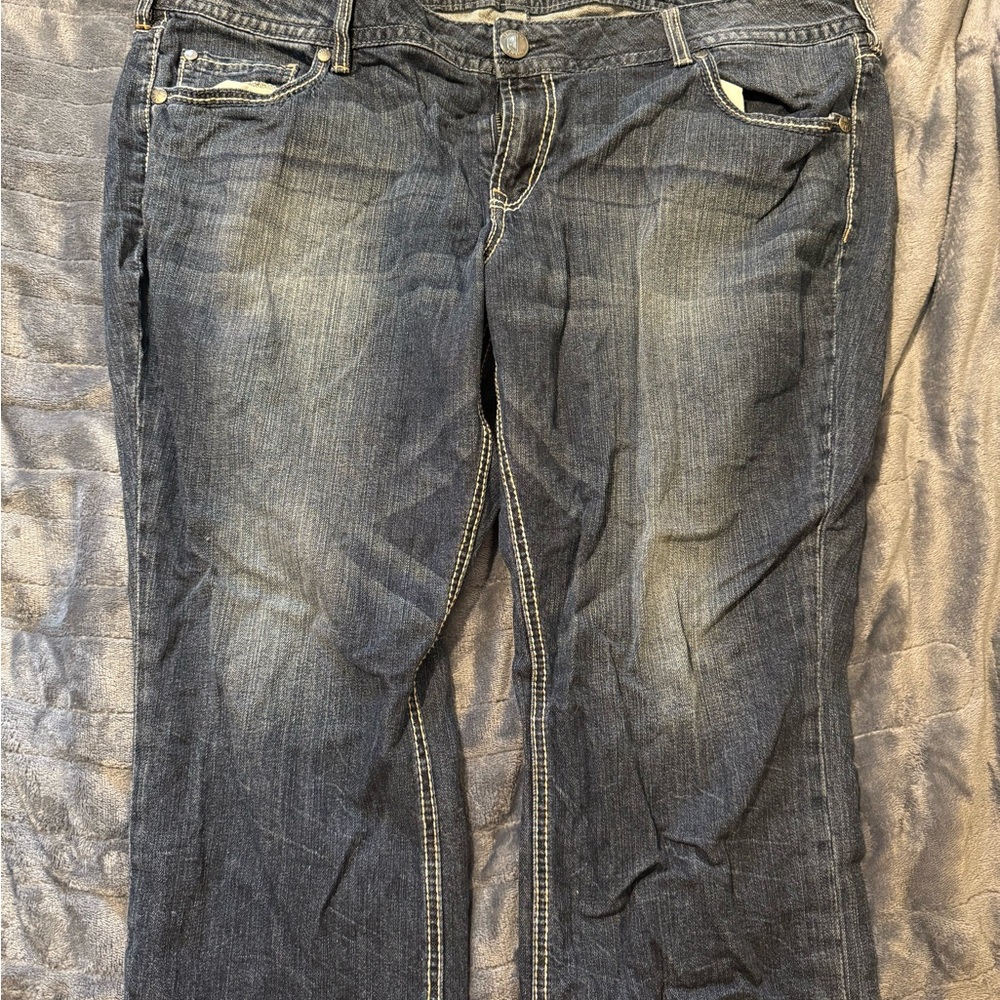 Revolution Blue Ankle Cropped Jeans with Natural Fading